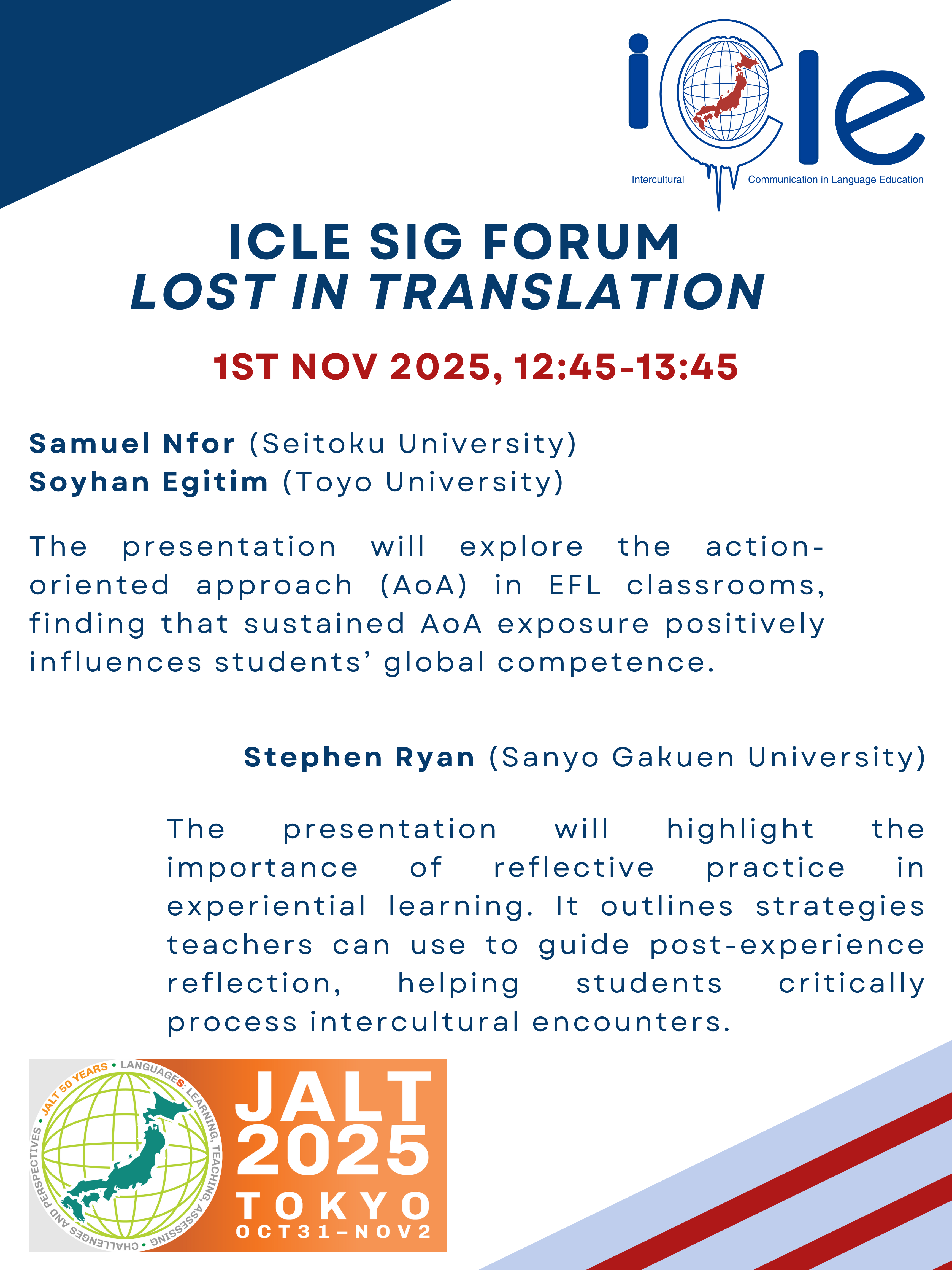 ICLE SIG Forum @ JALT National 2025